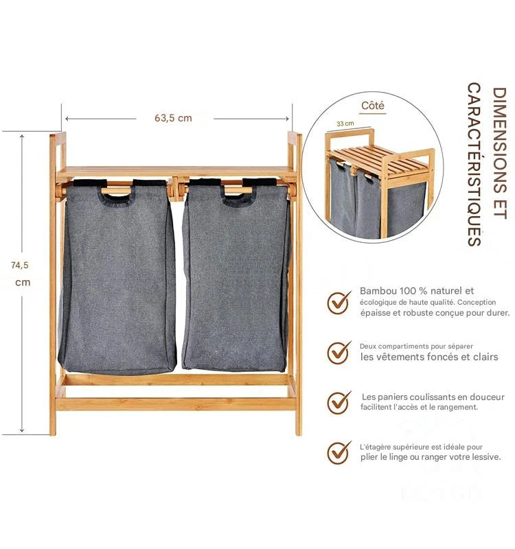 Panier à Linge en Bambou – Organisateur Élégant pour Salle de Bain