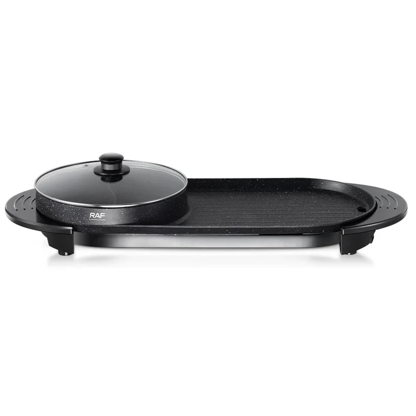 Grillé Électrique RAF 2 en 1 – Gril et Pot pour Barbecue Antiadhésif 1800W