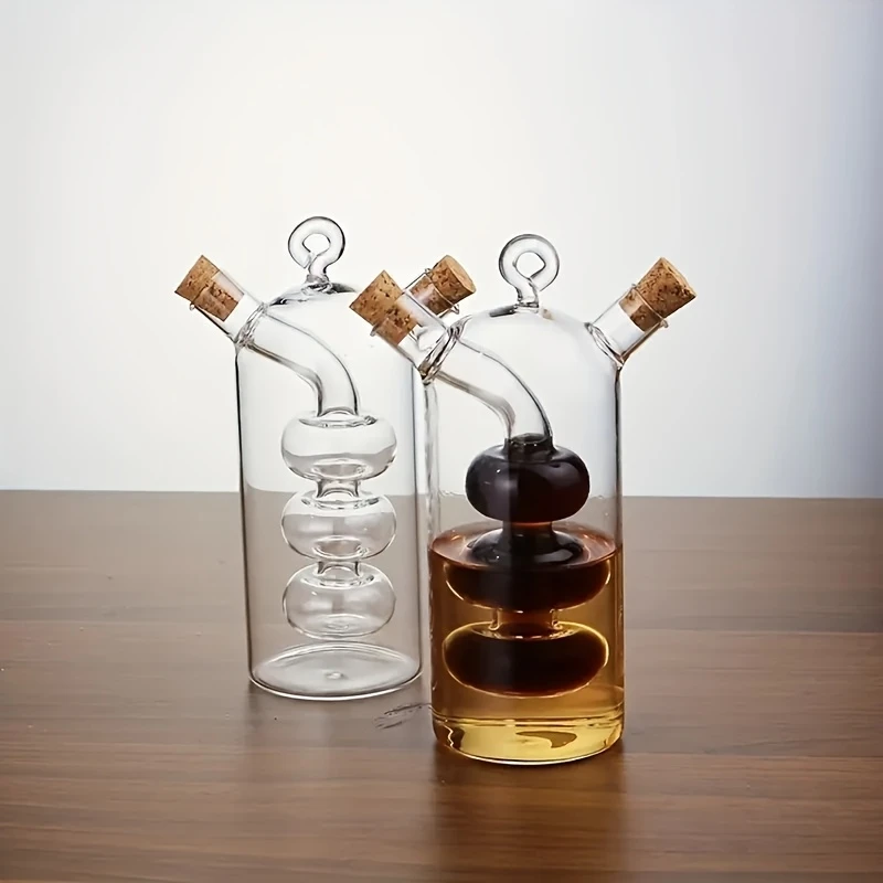 Bouteille en verre pour huile et vinaigre 2en1