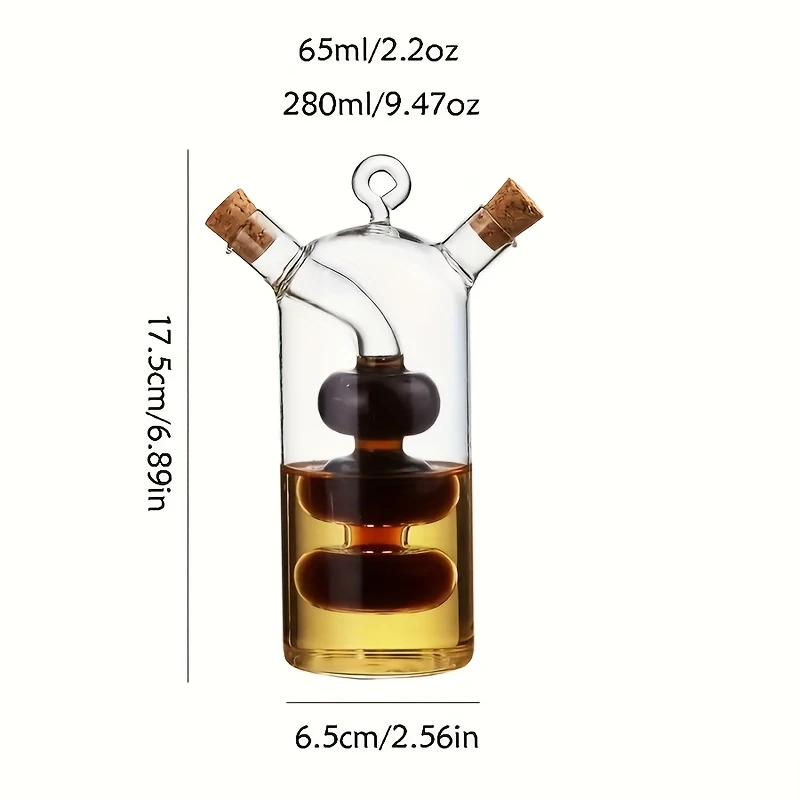 Bouteille en verre pour huile et vinaigre 2en1