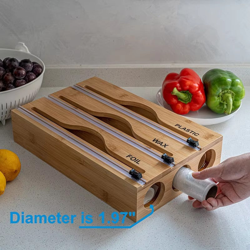 Distributeur 3-en-1 en Bambou – Papier Aluminium