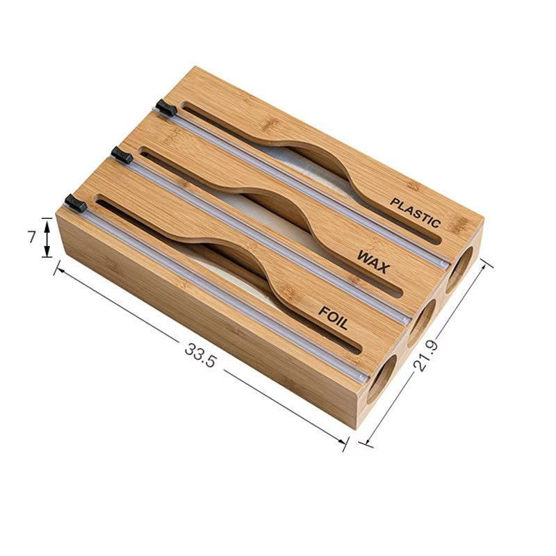 Distributeur 3-en-1 en Bambou – Papier Aluminium