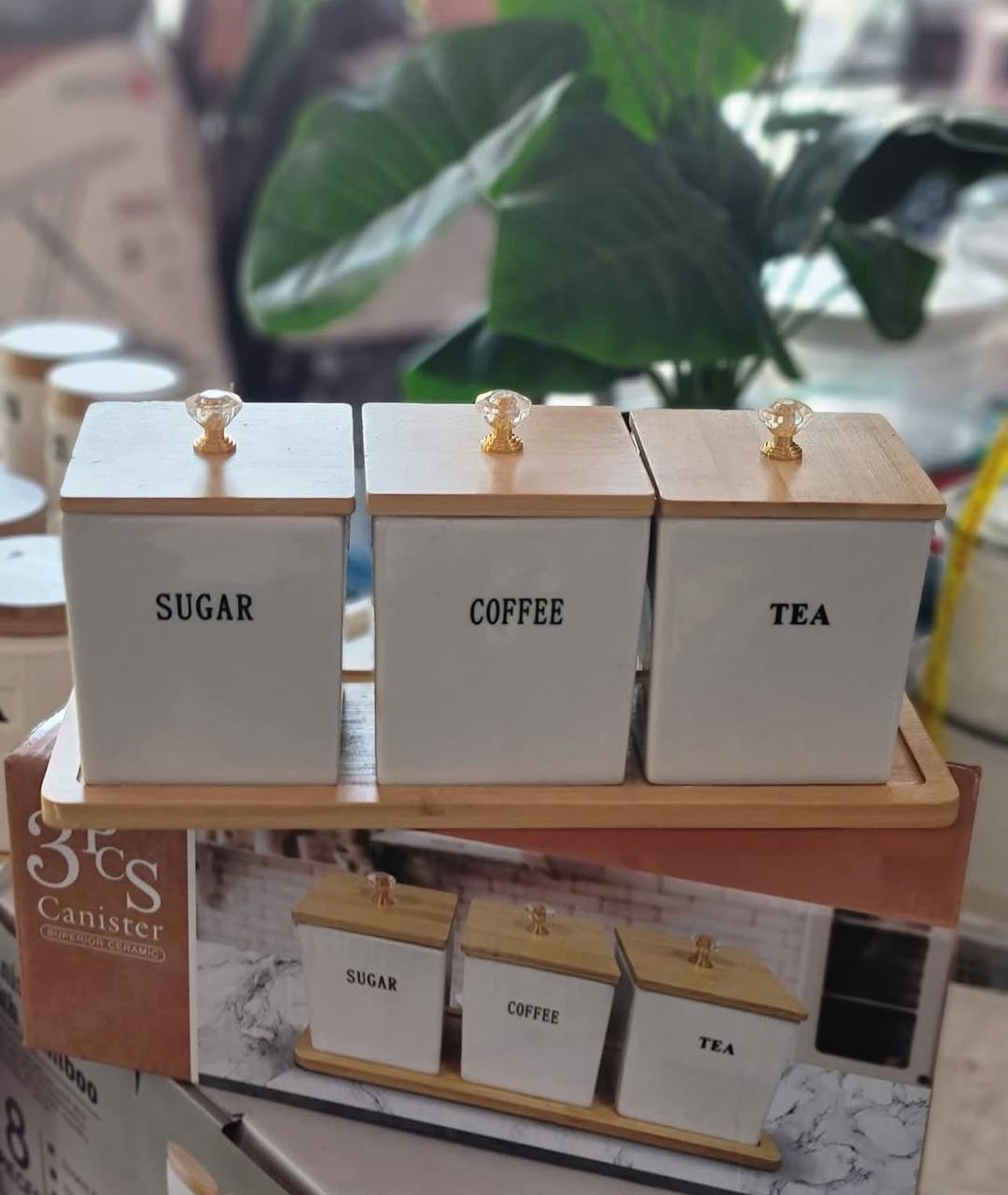 Lot de 3 Boîtes de Rangement en Céramique