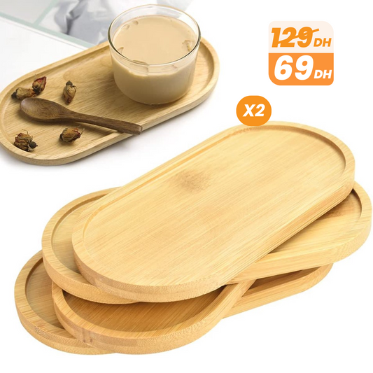 Lot de 2 Plateaux En Bambou 18 cm
