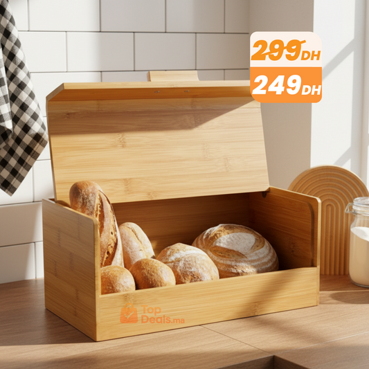 Boîte à Pain en Bambou Naturel – Couvercle Basculant