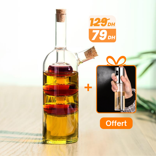 Bouteille en verre pour huile et vinaigre 2en1