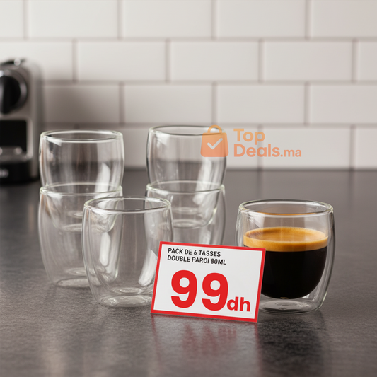 Lot de 6 Tasses Double Paroi 80ml – Expresso